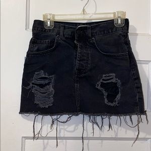Forever 21 Denim Mini Black Skirt